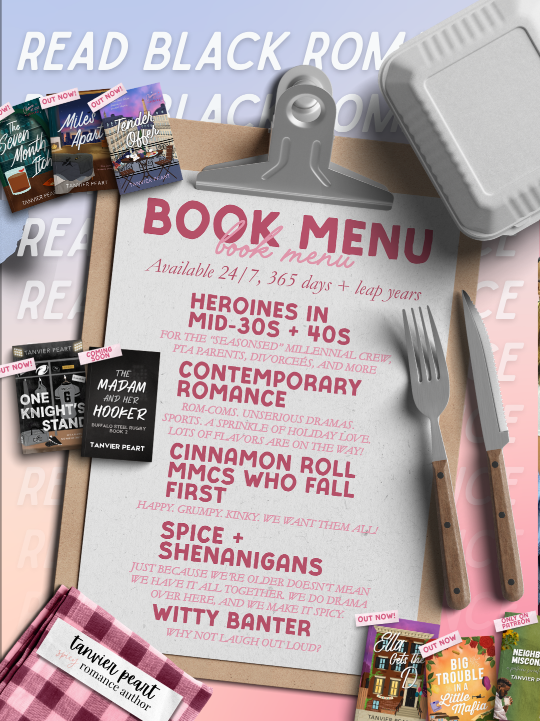 Tanvier Peart Black romance author book menu